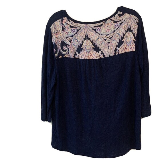 Chico's Womens Size Large Multicolor Paisley Print Linen Blouse Top - Picture 3 of 5